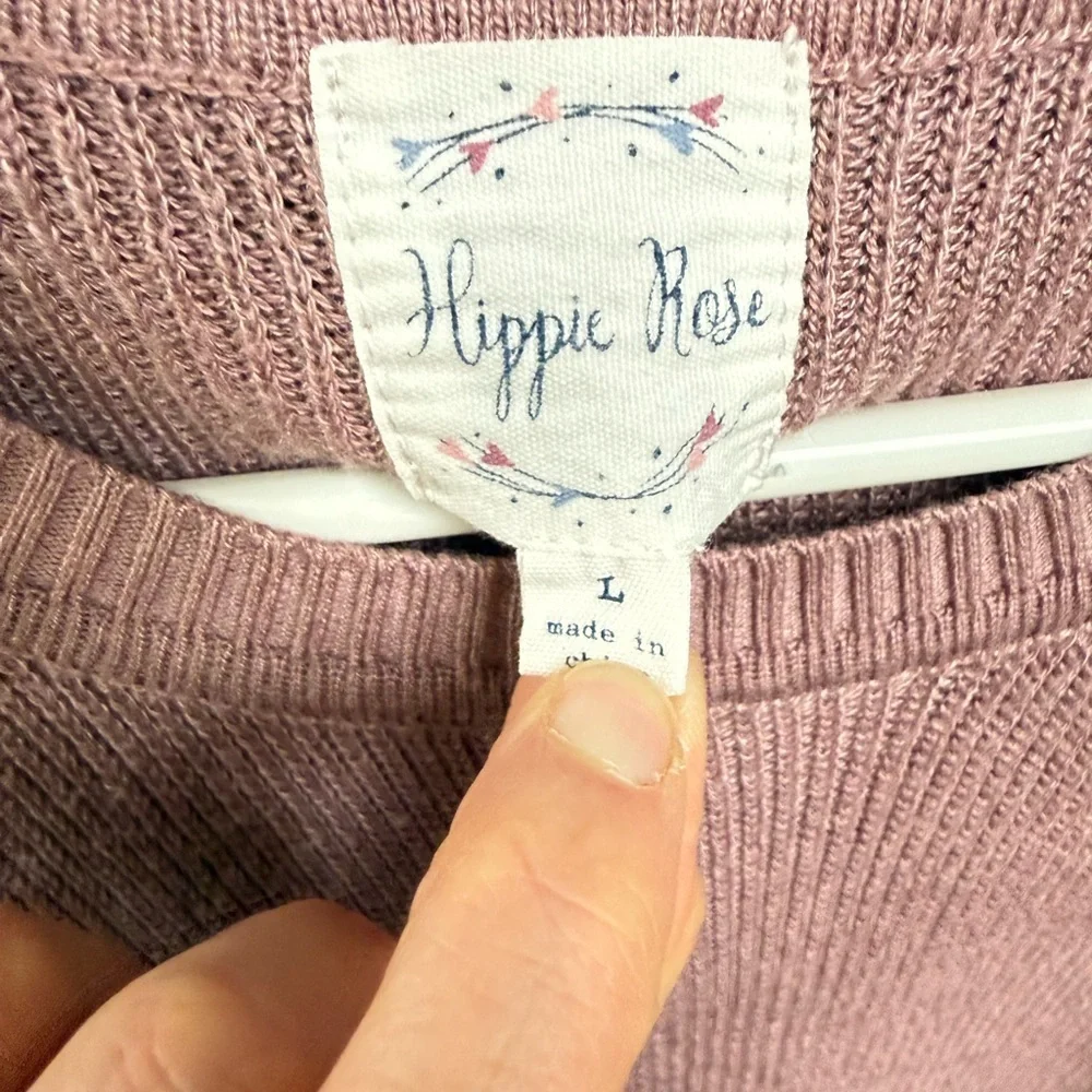 Hippie Rose | Mauve Cutout Sleeve Sweater – Soft Edge | Size L